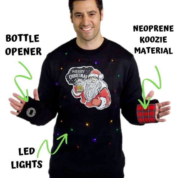 Mens Santa Light Up Ugly Christmas Sweater - Picture 6 of 6
